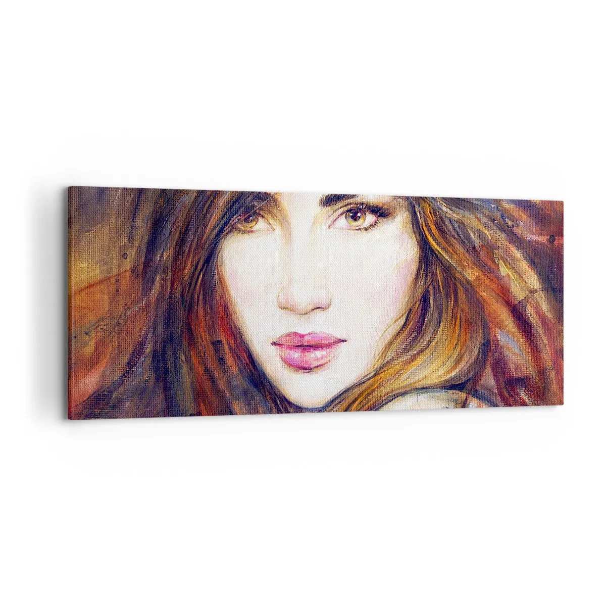 Impression sur toile - Image sur toile - Portrait d'une femme dans un style pictural - 120x50cm - Un sou pour vos pensées - Décoration murale moderne pour le salon et la chambre ARTTOR