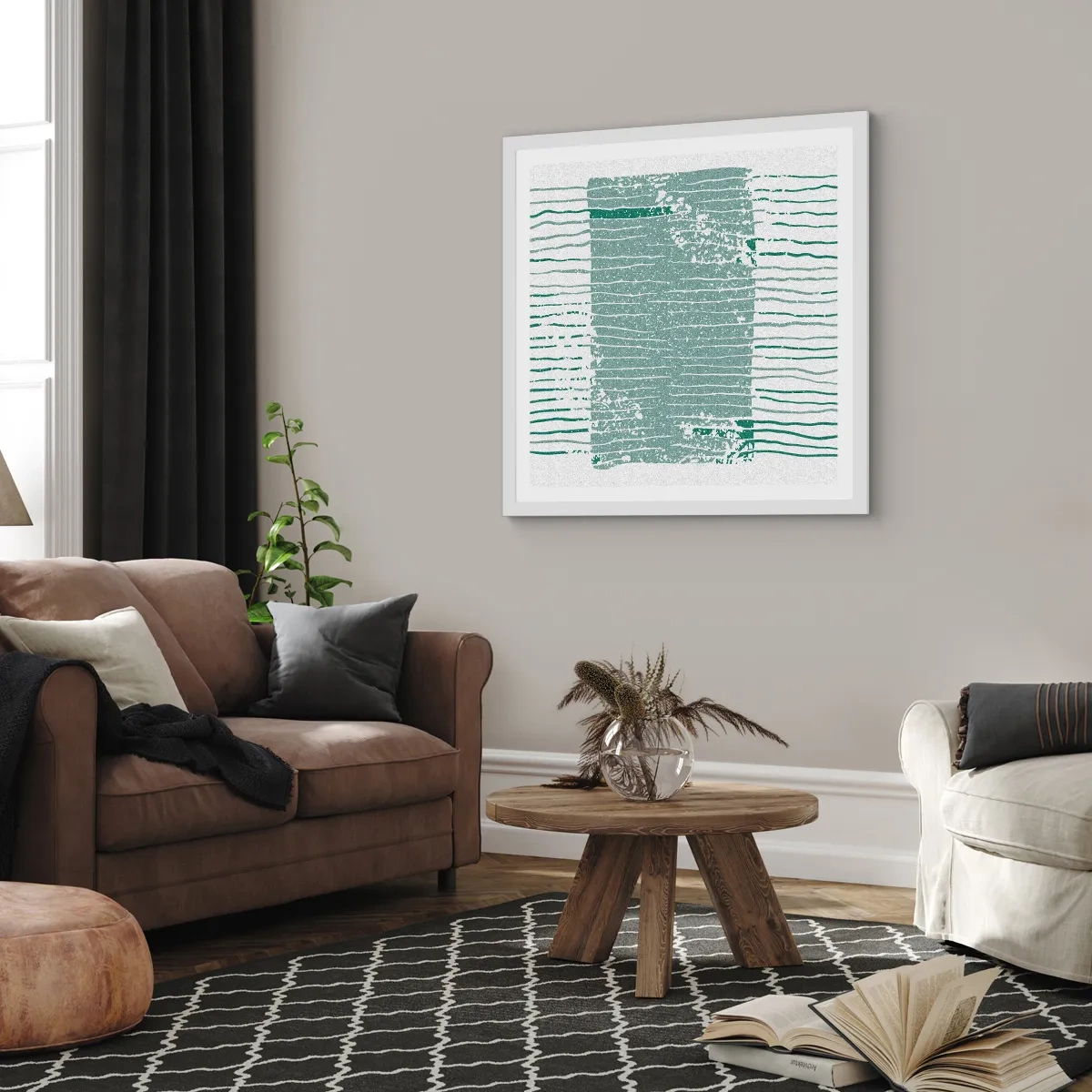 Affiche dans un cadre blanc - Poster - Abstraction de la mer - 60x60 cm