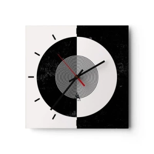 Horloge murale - Pendule murale - Motif graphique contrasté noir et blanc - 30x30cm - Harmonie de noir et blanc - Décoration murale moderne pour le salon et la chambre ARTTOR