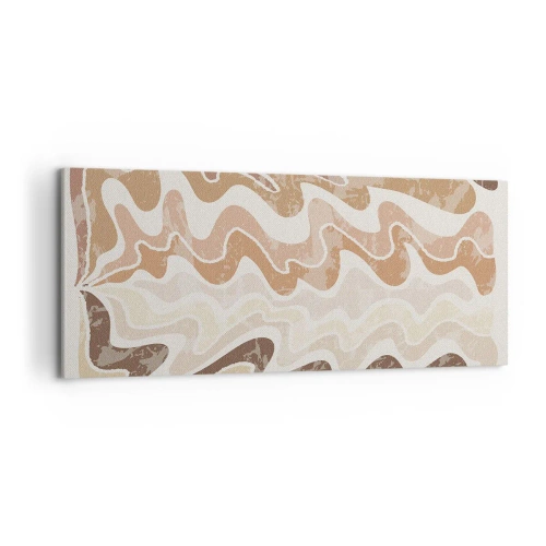 Impression sur toile - Image sur toile - Lignes abstraites ondulées dans des tons beiges - 120x50cm - Bonne énergie – bonnes émotions - Décoration murale moderne pour le salon et la chambre ARTTOR