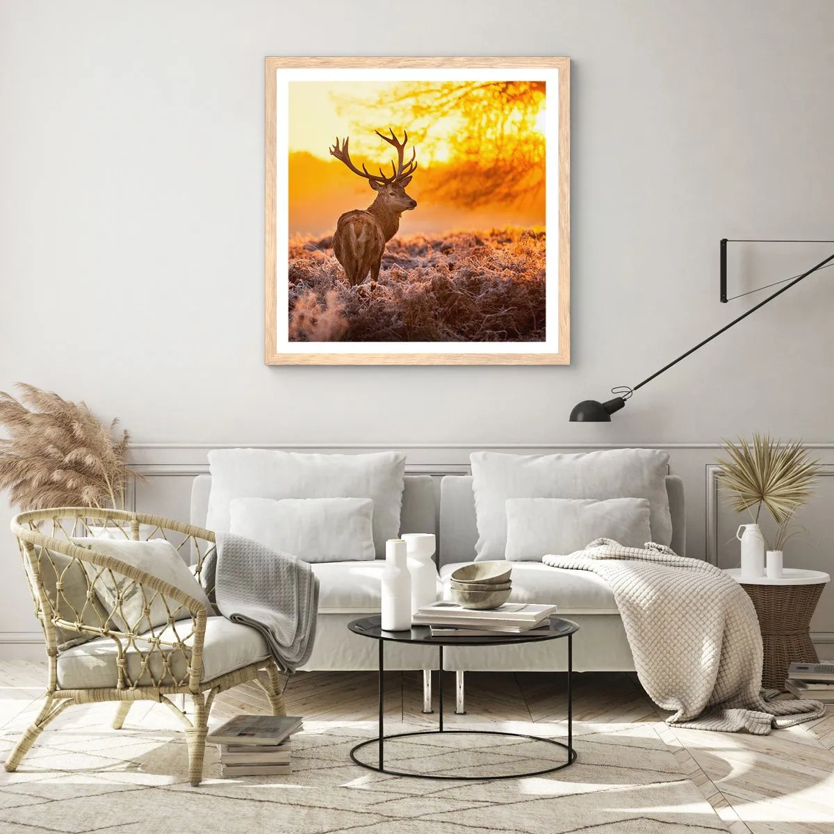 Affiche dans un chêne clair - Poster - Roi de la forêt automnal - 30x30 cm