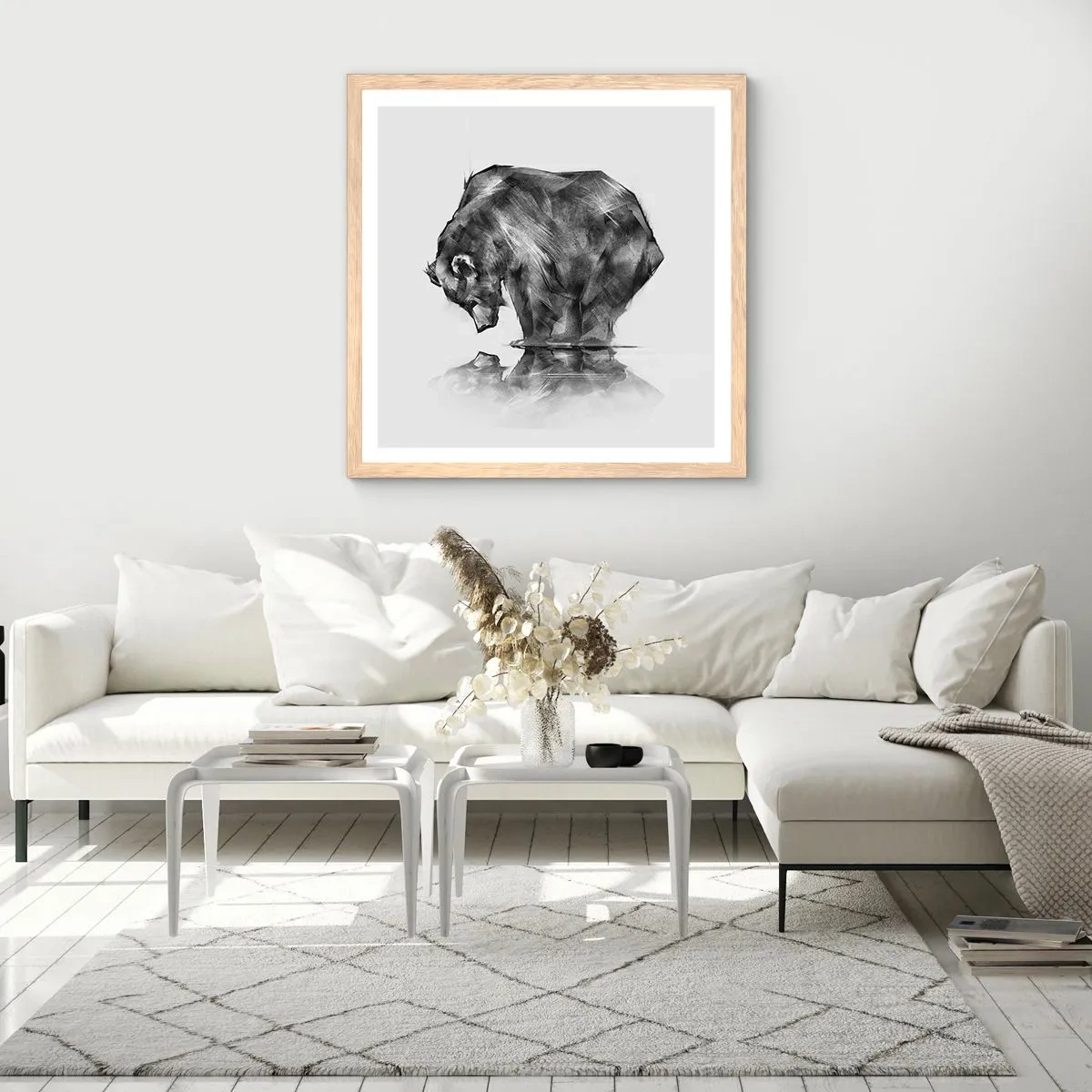 Affiche dans un chêne clair - Poster - Ravi de rencontrer quelqu'un de proche - 40x40 cm