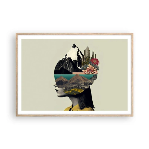 Affiche dans un chêne clair - Poster - La femme – toujours un mystère - 100x70 cm