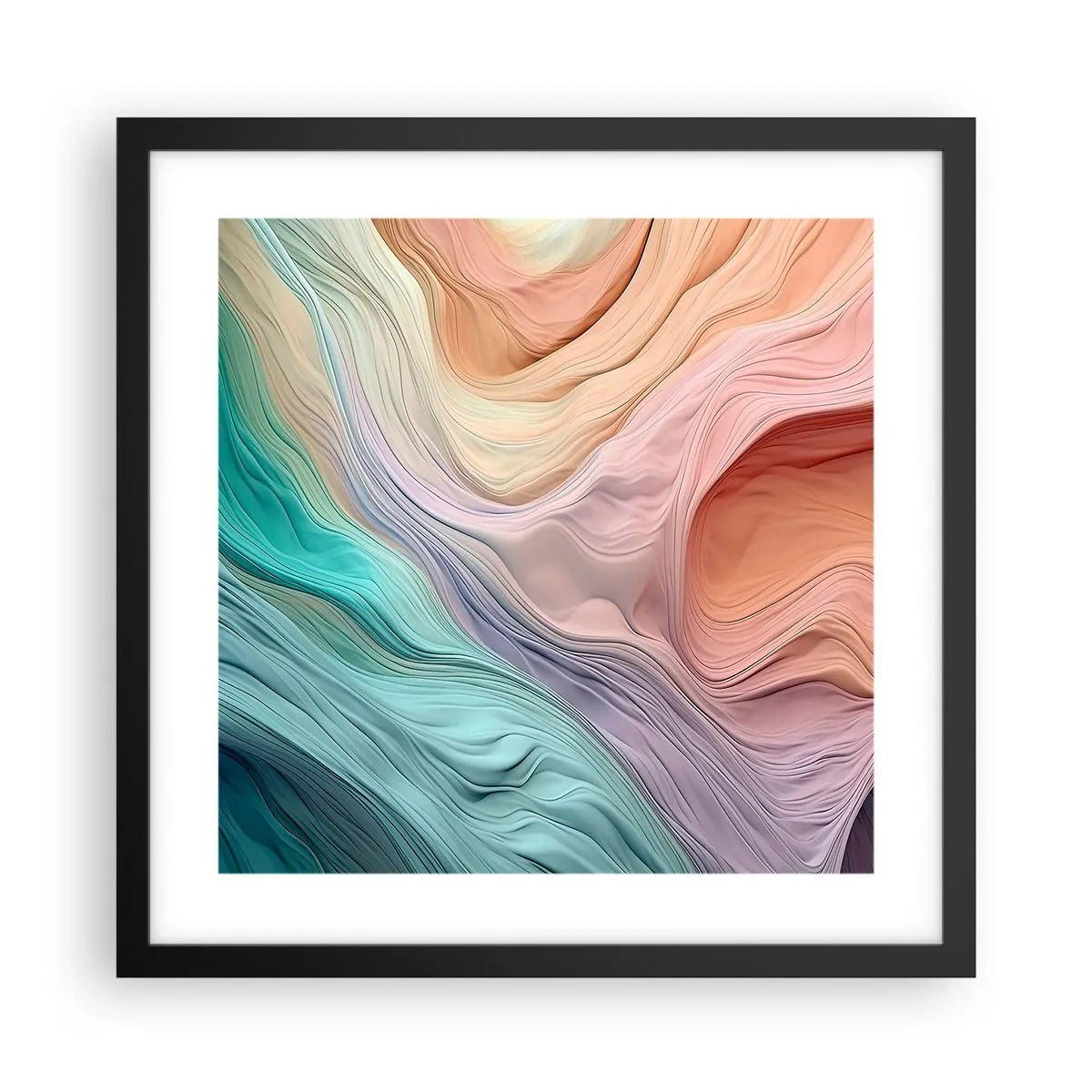 Affiche dans un cadre noir - Poster - Vague arc-en-ciel - 40x40 cm