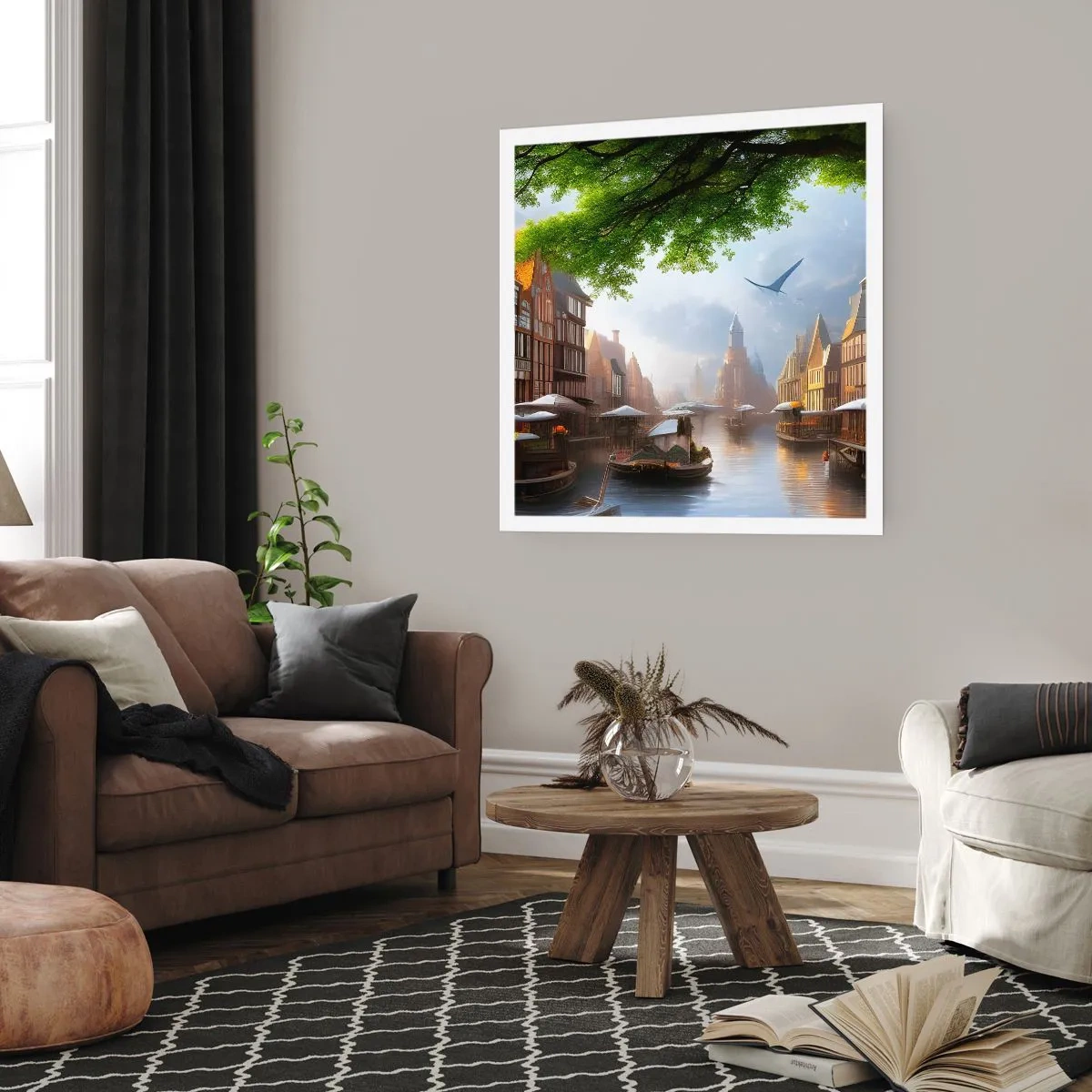 Affiche - Poster - Paysage urbain néerlandais - 40x40 cm