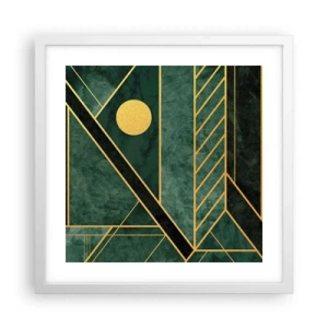 Affiche dans un cadre blanc - Poster - Dynamique or et azur - 40x40 cm