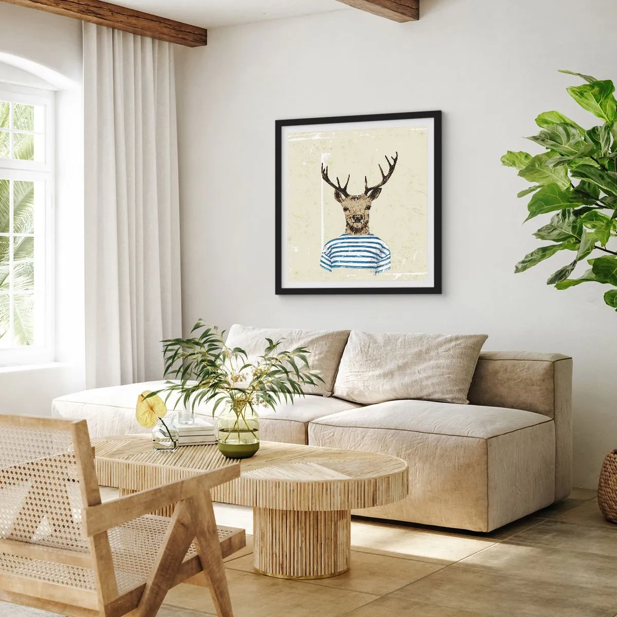 Affiche dans un cadre noir - Poster - Parce que j'aime les chemises rayées - 60x60 cm