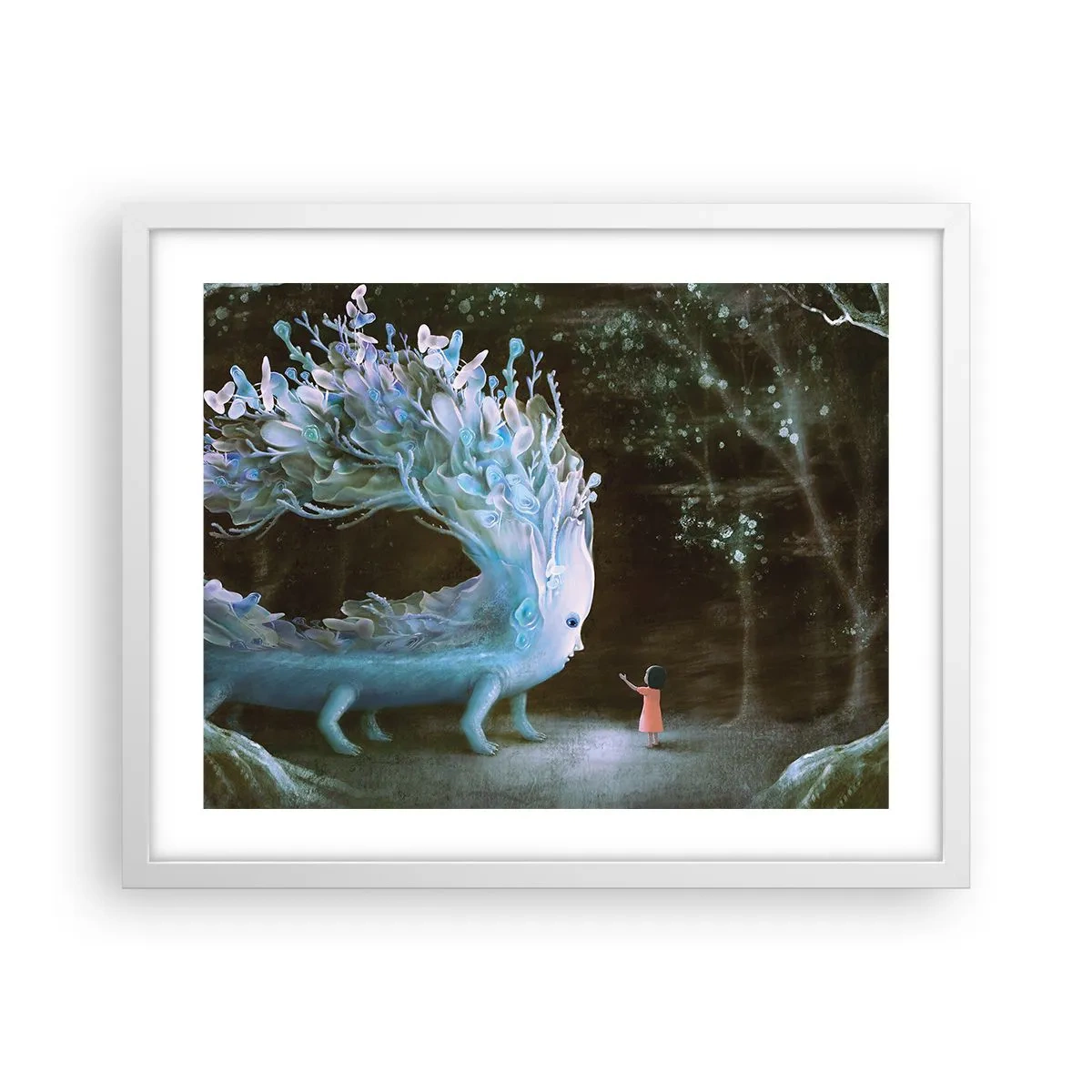 Affiche dans un cadre blanc - Poster - Une rencontre fantastique - 50x40 cm
