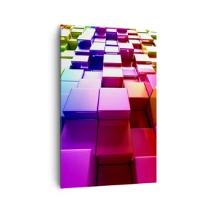 Impression sur toile - Image sur toile - Cubes géométriques 3D colorés - 80x120cm - Collaboration Op art dans une équipe - Décoration murale moderne pour le salon et la chambre ARTTOR