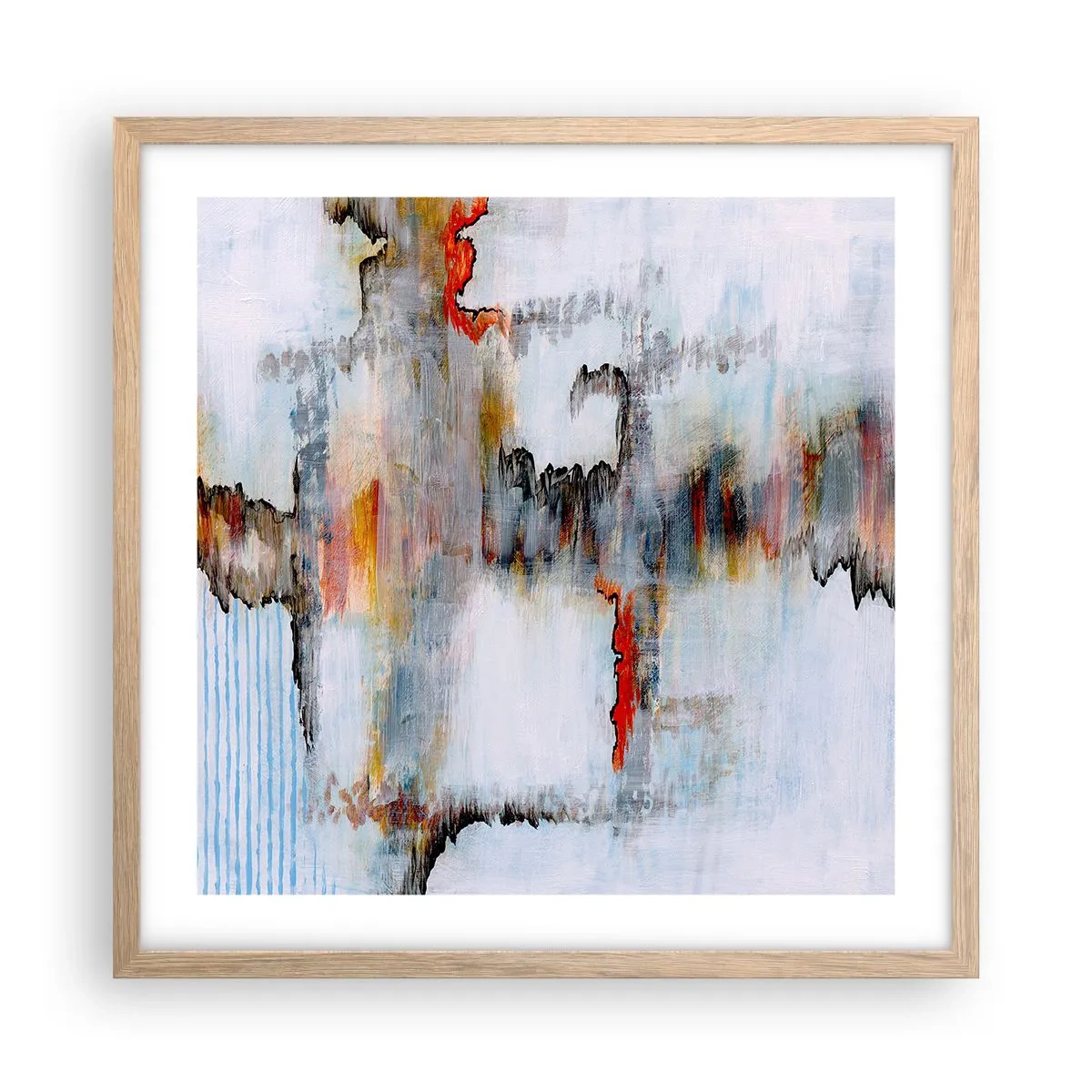 Affiche dans un chêne clair - Poster - Un bâton sur l'eau - 50x50 cm