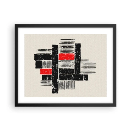 Affiche dans un cadre noir - Poster - En rouge et noir - 50x40 cm