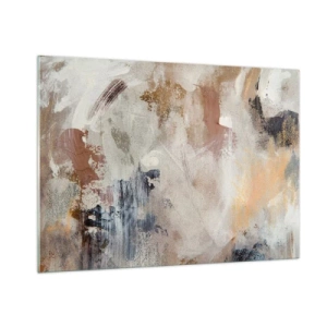 Impression sur verre - Image sur verre - Composition abstraite beige et marron dans un style brumeux - 100x70cm - Abstraction brumeuse - Décoration murale moderne pour le salon et la chambre ARTTOR