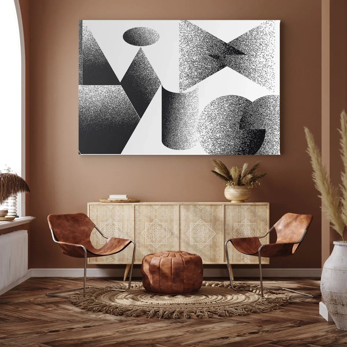 Impression sur toile - Image sur toile - Géométrie composée d'angles et de formes ovales - 70x50cm - Angles et ovales - Décoration murale moderne pour le salon et la chambre ARTTOR