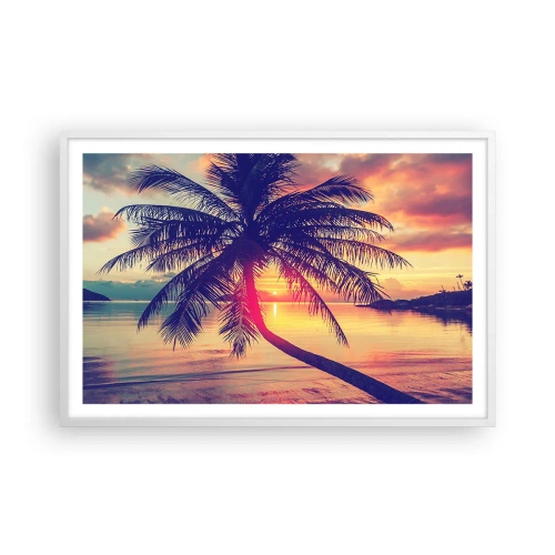 Affiche dans un cadre blanc - Poster - Soirée sous les palmiers - 91x61 cm