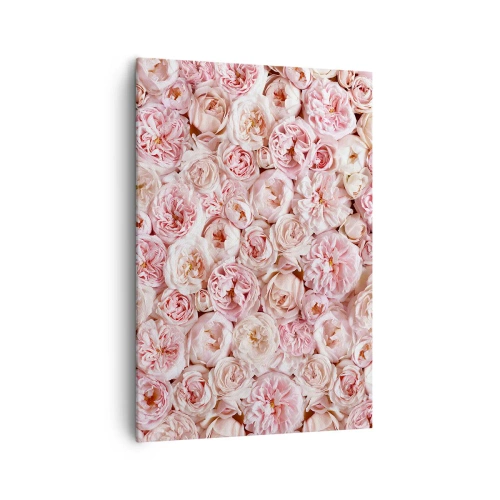 Impression sur toile - Image sur toile - Des roses délicates dans des tons de rose sur toute la surface - 70x100cm - Un lit de roses - Décoration murale moderne pour le salon et la chambre ARTTOR