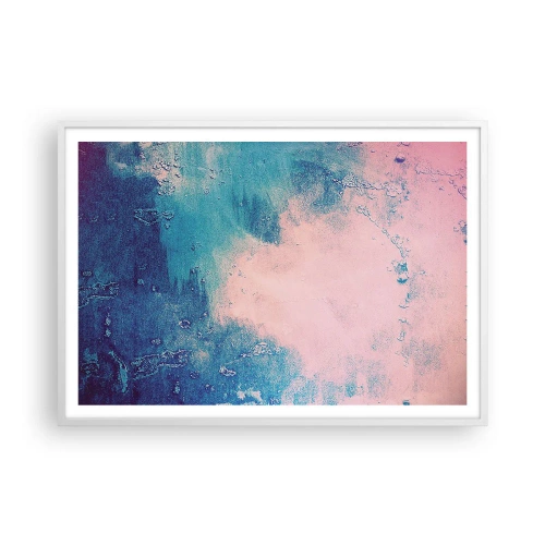 Affiche dans un cadre blanc - Poster - Etreintes bleues - 100x70 cm
