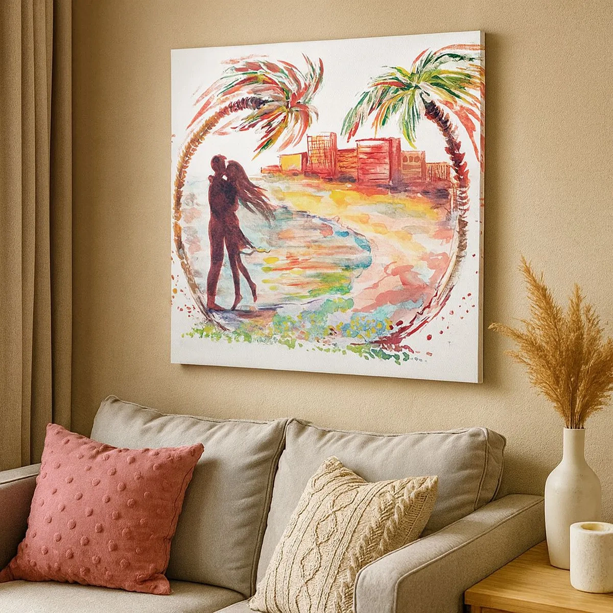 Impression sur toile - Image sur toile - Vacances romantiques - 30x30 cm