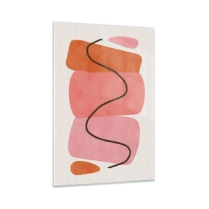 Impression sur verre - Image sur verre - Formes abstraites dans des tons roses et oranges - 80x120cm - mouvement doux des formes - Décoration murale moderne pour le salon et la chambre ARTTOR