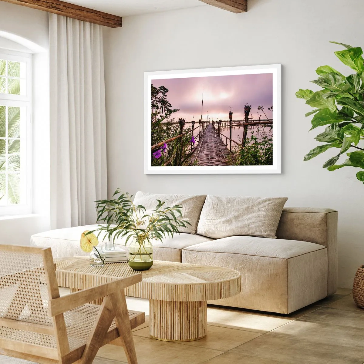 Affiche dans un cadre blanc - Poster - Le silence et le calme d'Asie - 50x40 cm