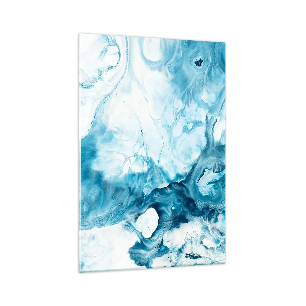 Impression sur verre - Image sur verre - Motif abstrait dans les tons de bleu - 70x100cm - Concert de bleu - Décoration murale moderne pour le salon et la chambre ARTTOR