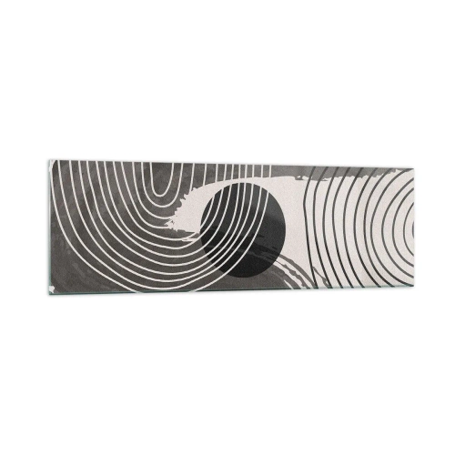 Impression sur verre - Image sur verre - Lignes géométriques et ovales dans des tons monochromes - 160x50cm - L'ovale gagne - Décoration murale moderne pour le salon et la chambre ARTTOR