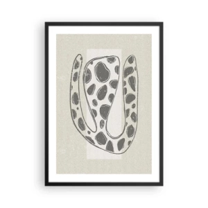 Affiche dans un cadre noir - Poster - Forme organique abstraite dans des tons de gris - 50x70cm - Une étrange créature - Décoration murale moderne pour le salon et la chambre ARTTOR