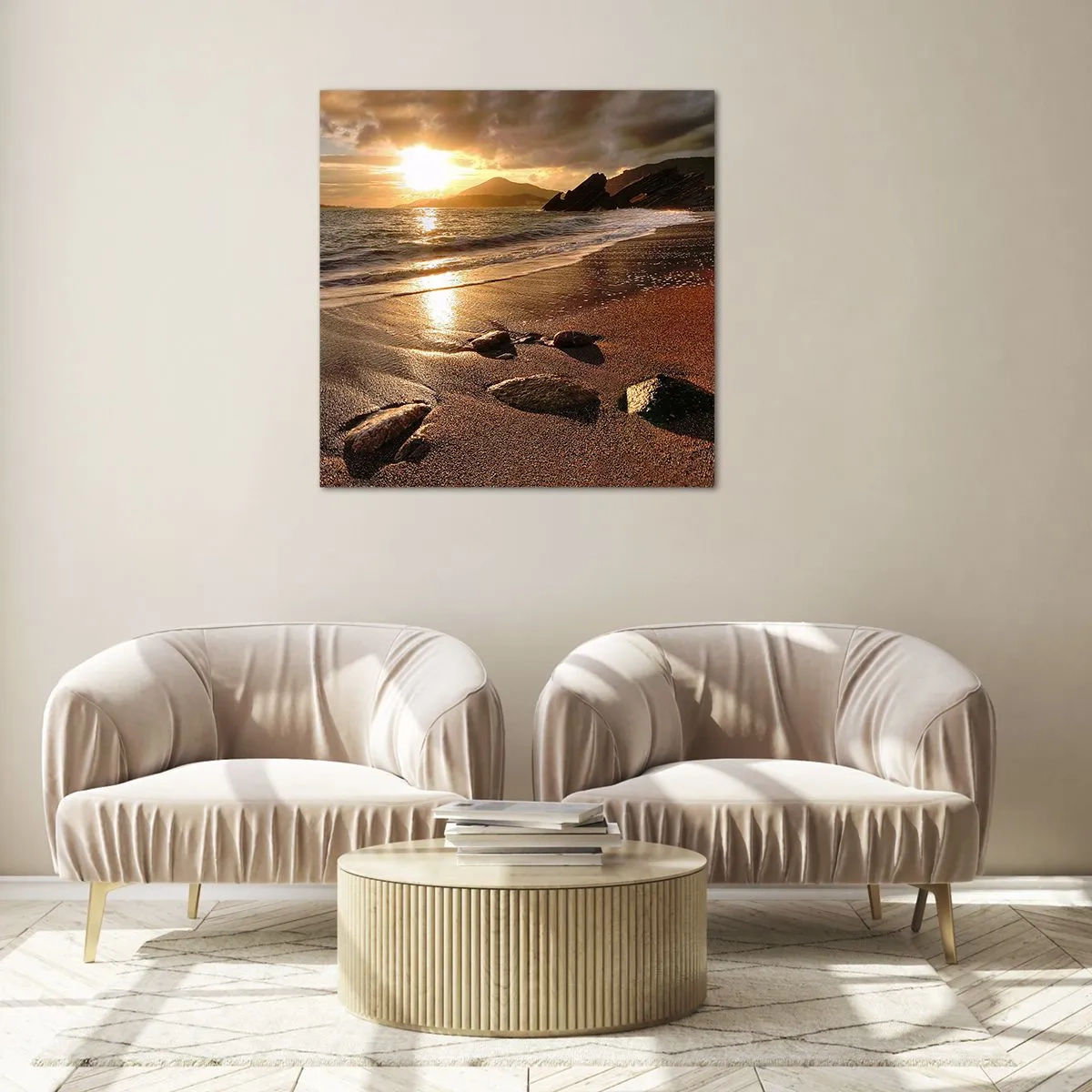 Impression sur verre - Image sur verre - Suivez le soleil sur les collines - 70x70 cm