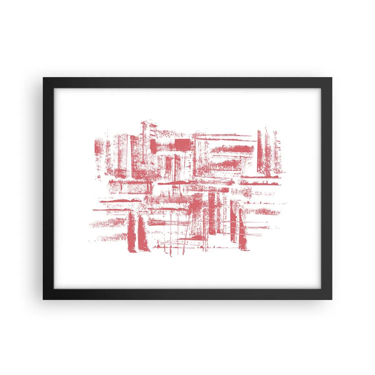 Affiche dans un cadre noir - Poster - La ville rouge - 40x30 cm