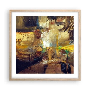 Affiche dans un chêne clair - Poster - Froid, tiède, chaud - 50x50 cm