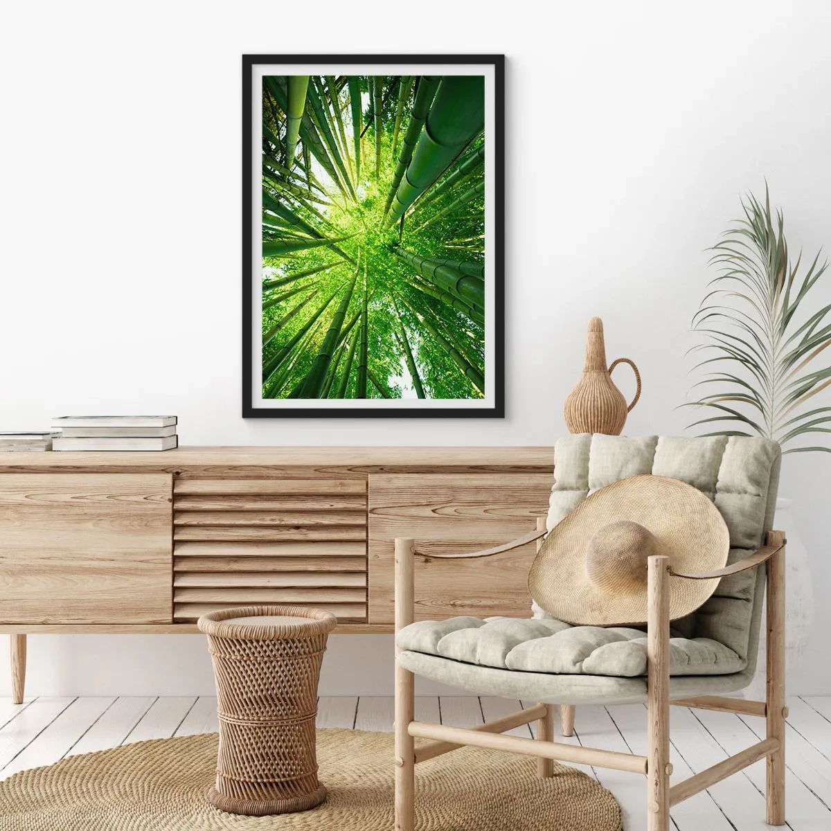 Affiche dans un cadre noir - Poster - Vue sur la dense forêt de bambous - 50x70cm - Dans une bambouseraie - Décoration murale moderne pour le salon et la chambre ARTTOR