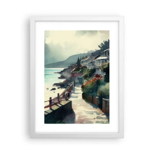 Affiche dans un cadre blanc - Poster - Ville méditerranéenne - 30x40 cm