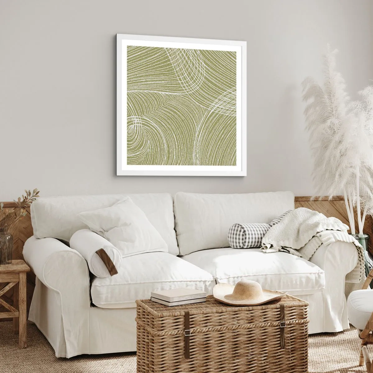 Affiche dans un cadre blanc - Poster - Abstraction complexe de blanc - 60x60 cm