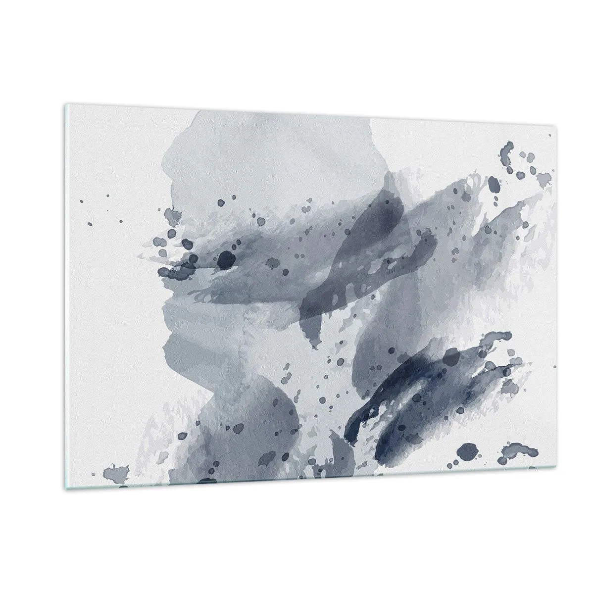 Impression sur verre - Image sur verre - Taches d'aquarelle bleu-gris ressemblant à de l'eau en mouvement - 120x80cm - Étude de la nature de l'eau - Décoration murale moderne pour le salon et la chambre ARTTOR