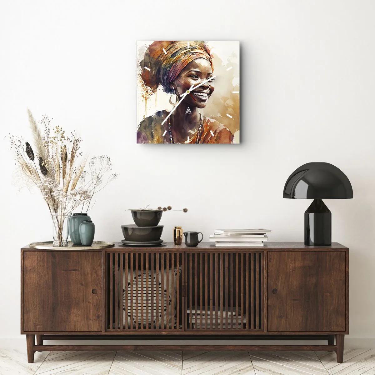 Horloge murale - Pendule murale - reine africaine - 40x40 cm