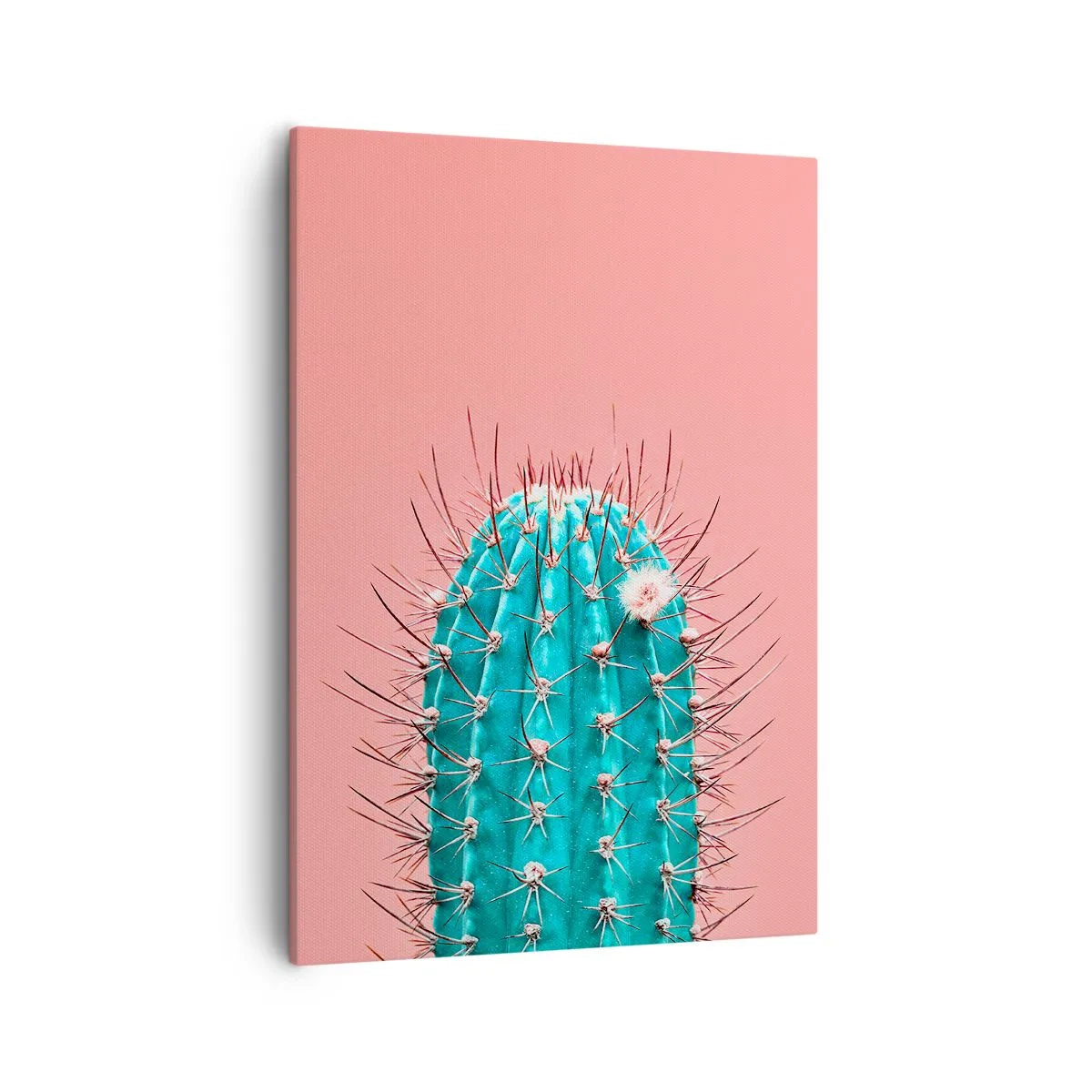 Impression sur toile - Image sur toile - Une interprétation artistique d'un cactus sur fond rose - 50x70cm - Juste regarde - Décoration murale moderne pour le salon et la chambre ARTTOR