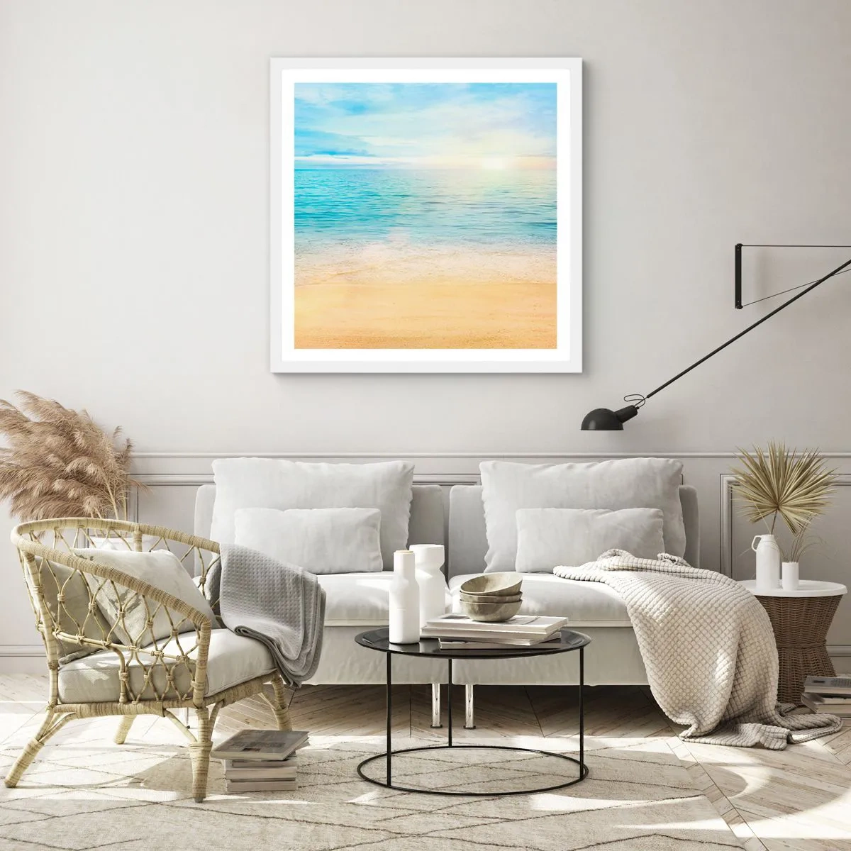Affiche dans un cadre blanc - Poster - Le grand bleu - 50x50 cm