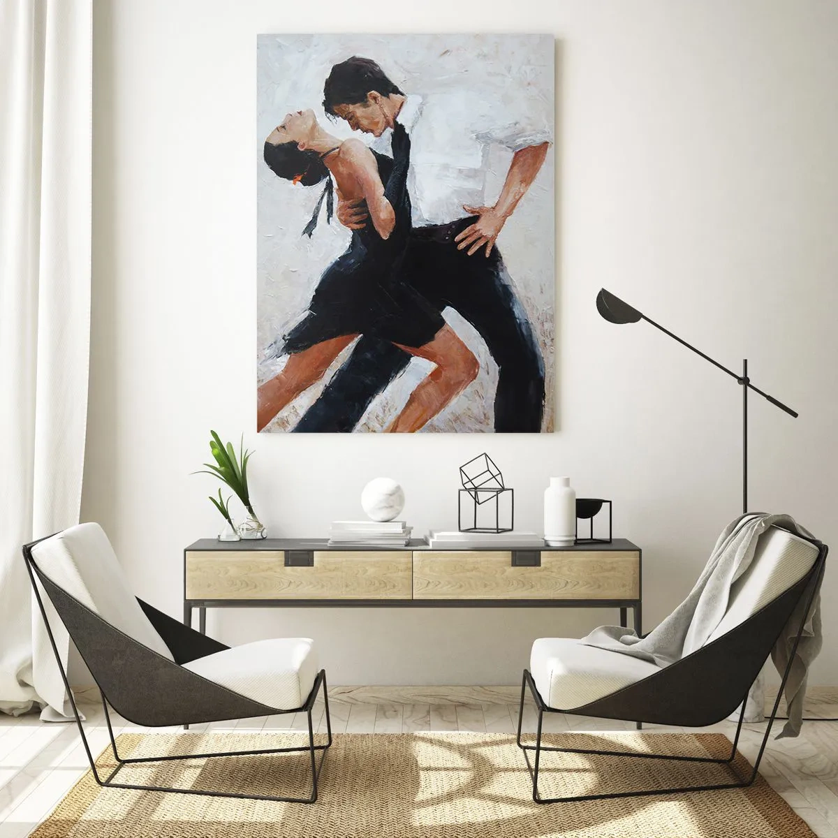 Impression sur verre - Image sur verre - Un couple dansant dans une photo élégante et sensuelle - 80x120cm - Tango de mes rêves et pensées - Décoration murale moderne pour le salon et la chambre ARTTOR