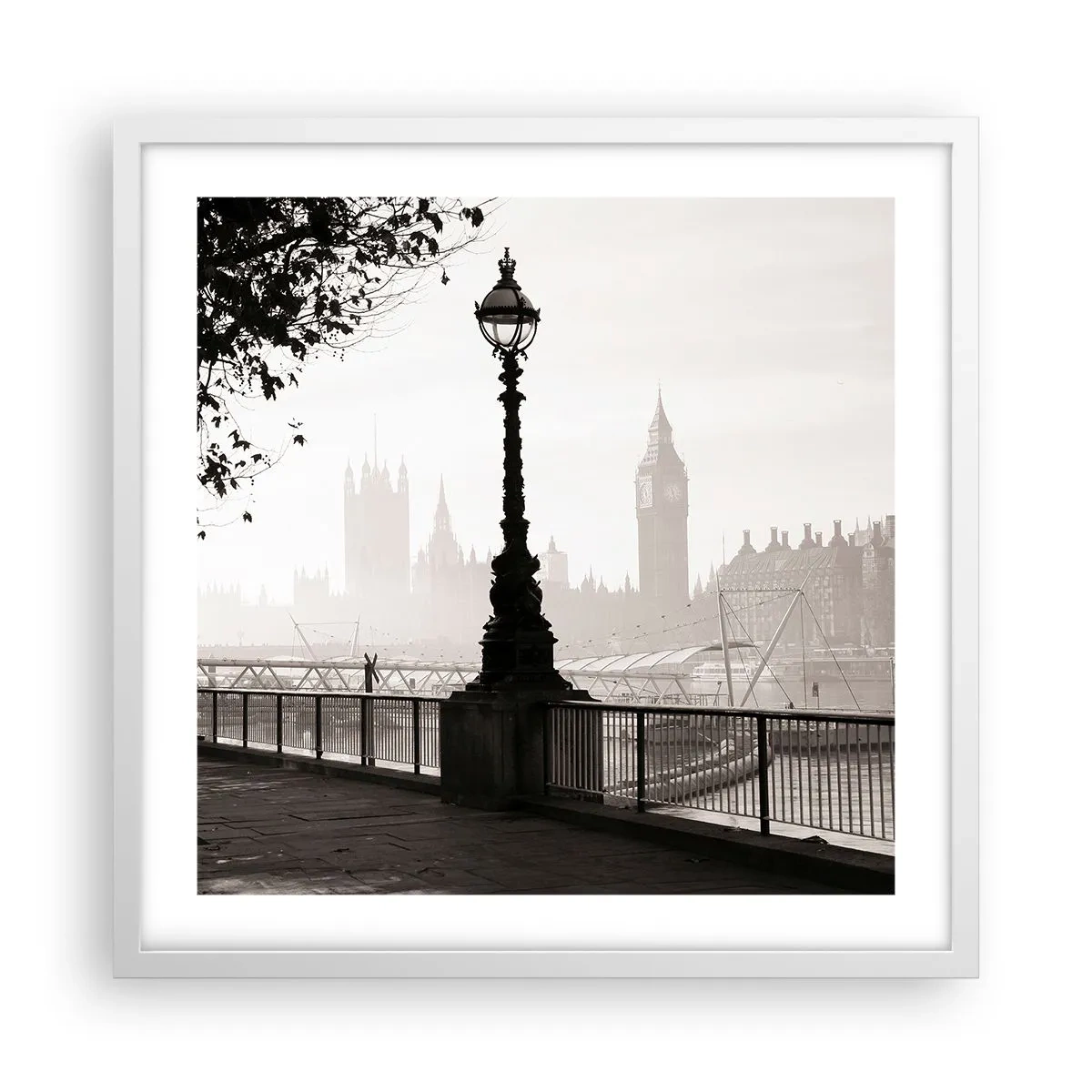 Affiche dans un cadre blanc - Poster - Un matin londonien - 50x50 cm