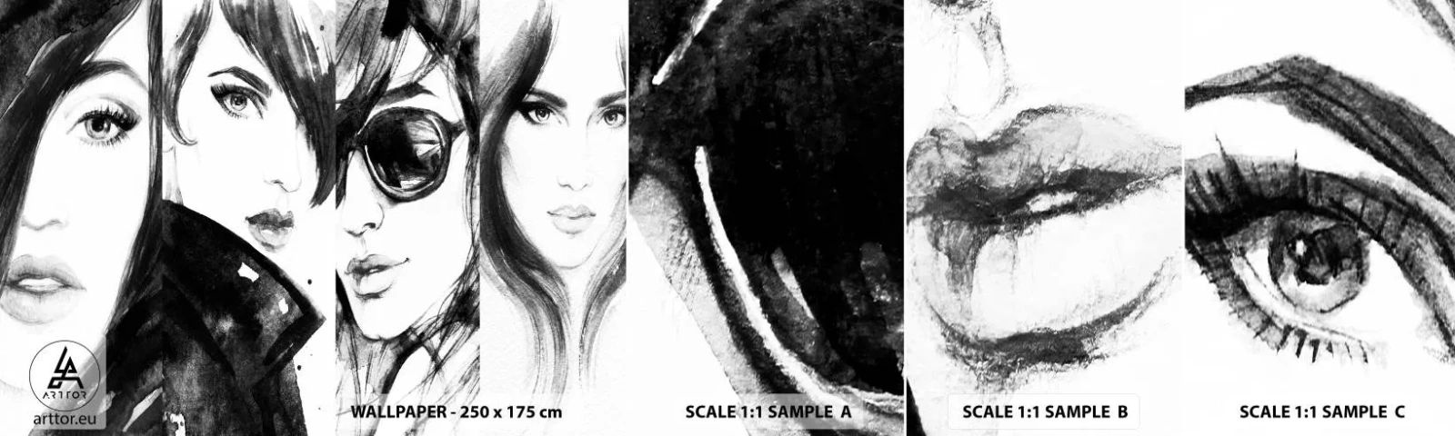 Échantillon De Papier Peint Standard Eco - La beauté multipliée - Femme, Les yeux de la femme, Portrait d'une femme - 100x30 cm