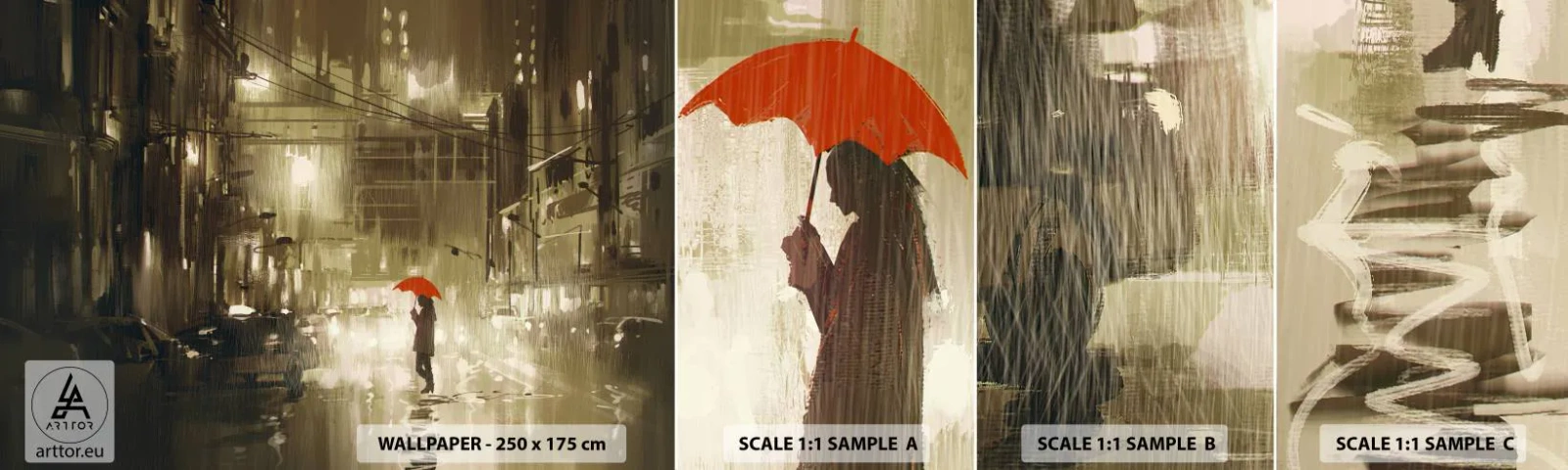 Échantillon de Papier Peint Autocollant Deluxe Sticker - Seule mais pas solitaire - Ville, Femme, Architecture - 100x30 cm