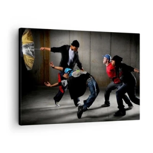 Impression sur toile - Image sur toile - Un groupe de danseurs hip-hop dans une chorégraphie dynamique - 70x50cm - Danser avec le vent de la rue - Décoration murale moderne pour le salon et la chambre ARTTOR