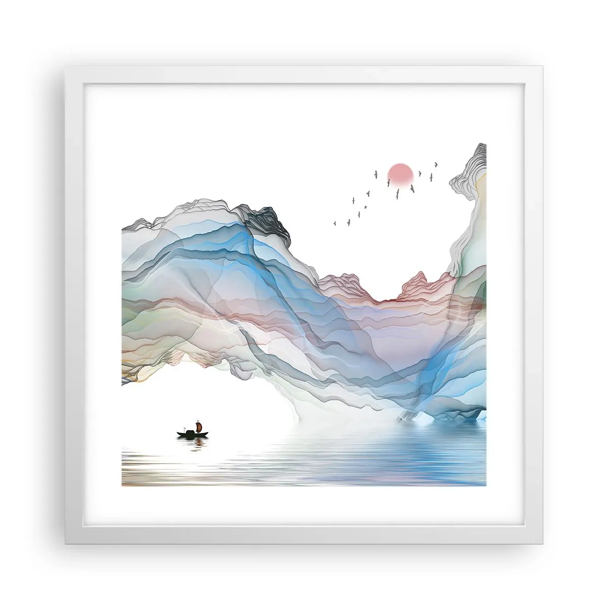 Affiche dans un cadre blanc - Poster - Vers les montagnes de cristal - 40x40 cm