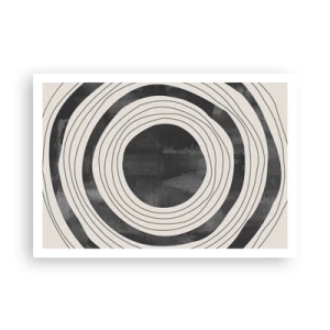 Affiche - Poster - Cercles concentriques noirs et blancs sur fond clair - 100x70cm - Droit au but - Décoration murale moderne pour le salon et la chambre ARTTOR