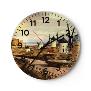 Horloge murale - Pendule murale - Don Quichotte est sur le point d'arriver - 40x40 cm