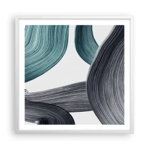 Affiche dans un cadre blanc - Poster - Sentiers émeraude et noirs - 60x60 cm