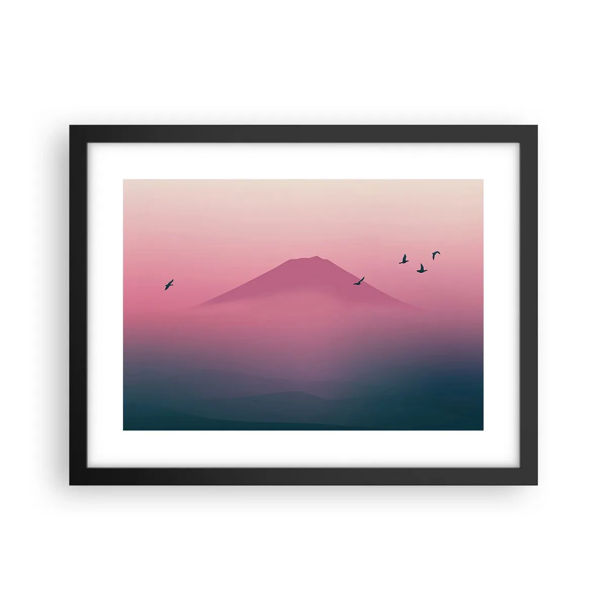 Affiche dans un cadre noir - Poster - Des pèlerins au dessus des nuages - 40x30 cm