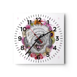 Horloge murale - Pendule murale - La joie du chiot - 30x30 cm