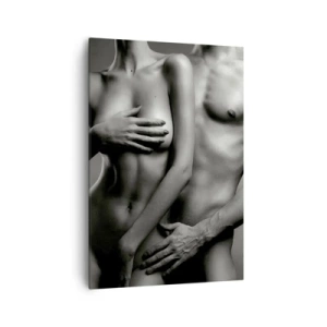 Impression sur toile - Image sur toile - Représentation en noir et blanc de corps féminins et masculins dans une pose artistique - 70x100cm - Adam et Eve - Décoration murale moderne pour le salon et la chambre ARTTOR