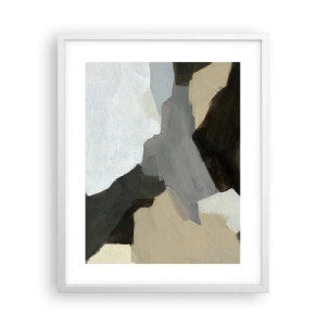 Affiche dans un cadre blanc - Poster - Abstraction : le carrefour du gris - 40x50 cm