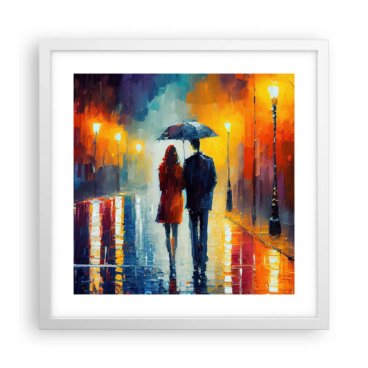 Affiche dans un cadre blanc - Poster - Ensemble – une nuit colorée - 40x40 cm